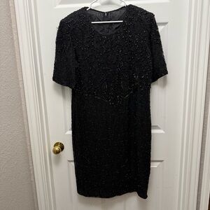 Vintage Elegant Black Beaded Dress